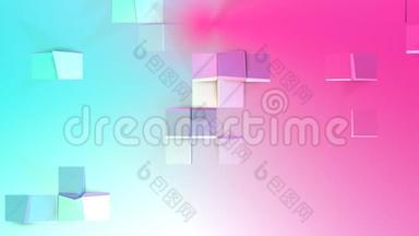 抽象简单的蓝色粉红色低聚三维表面作为梦想背景。 移动纯蓝软低聚运动背景